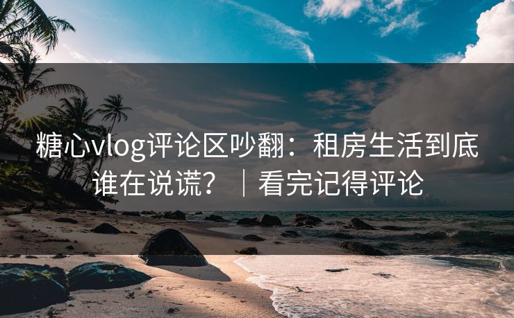 糖心vlog评论区吵翻:租房生活到底谁在说谎?|看完记得评论