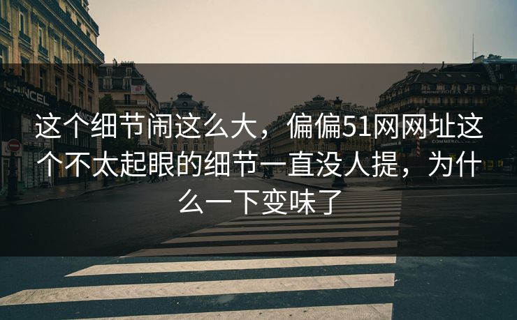 这个细节闹这么大,偏偏51网网址这个不太起眼的细节一直没人提,为什么一下变味了