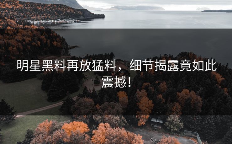 明星黑料再放猛料,细节揭露竟如此震撼!